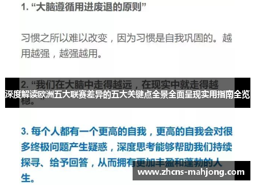 深度解读欧洲五大联赛差异的五大关键点全景全面呈现实用指南全览
