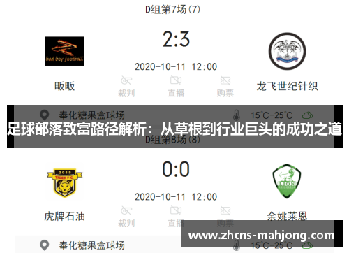 足球部落致富路径解析：从草根到行业巨头的成功之道